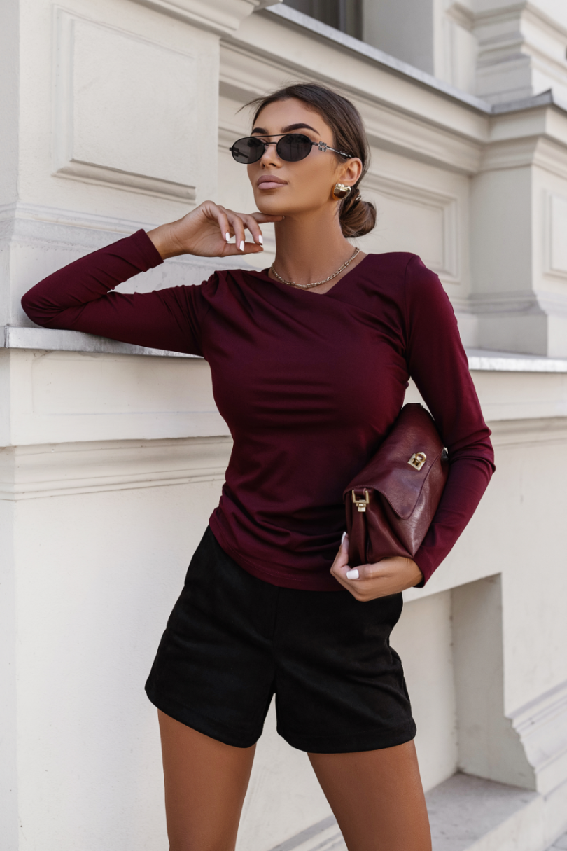 Elegancka i Wygodna Bluzka MONNA Bordo dla Kobiet - Idealna na Każdą Okazję